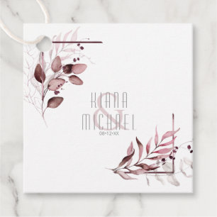 Dreamy Foliage Wedding V2 Burgundy ID817 Favor Tags