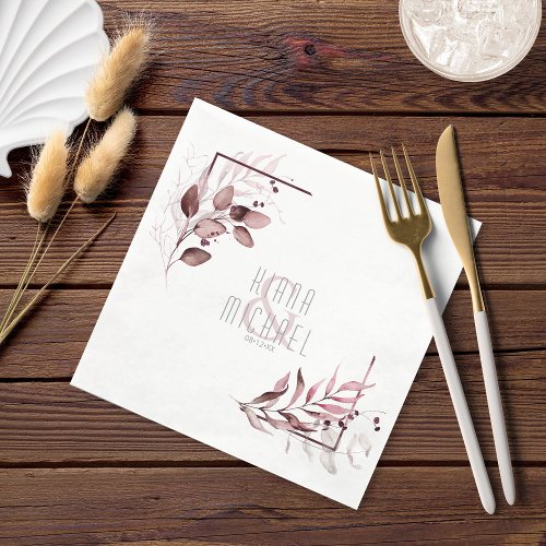 Dreamy Foliage Wedding V2 Burgundy ID817 Napkins