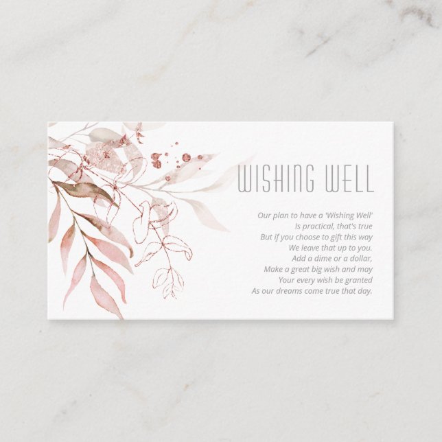 Dreamy Foliage Wishing Well V1 Blush Pink ID817 Enclosure Card (Front)