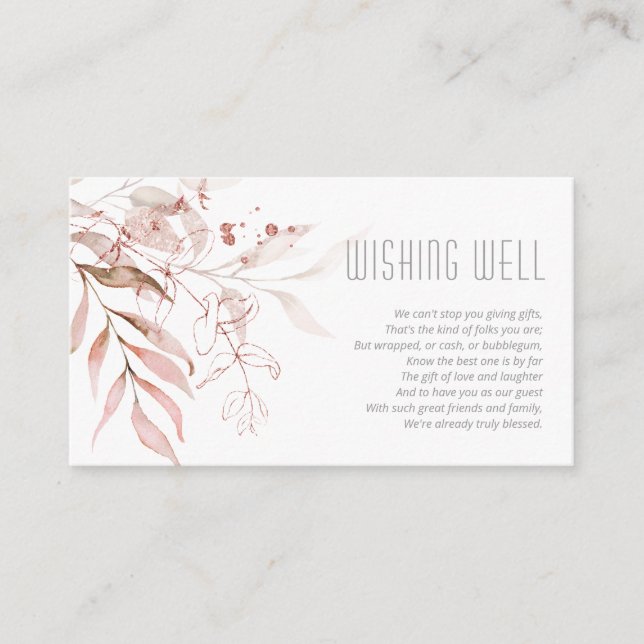 Dreamy Foliage Wishing Well V3 Blush Pink ID817 Enclosure Card (Front)