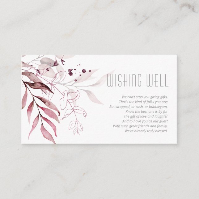 Dreamy Foliage Wishing Well V3 Burgundy ID817 Enclosure Card (Front)