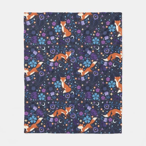 Dreamy Folk Foxes Fleece Blanket