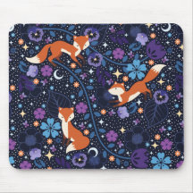 Dreamy Folk Foxes Mouse Pad