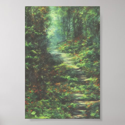 Dreamy Forest Paint Nature Tree Dreamlike Poster