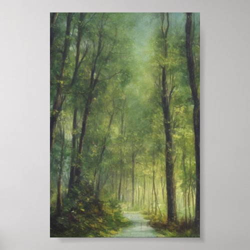 Dreamy Forest Paint Nature Tree Dreamlike Poster