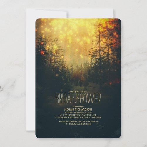 Dreamy Forest String Lights Trees Bridal Shower Invitation