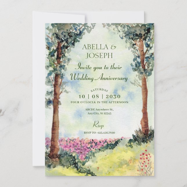 Dreamy forest woodland garden wedding Anniversary  Invitation (Front)
