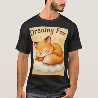 Dreamy Fox on Cloud Cute Art T-Shirt