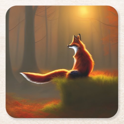 Dreamy Fox Square Paper Coaster