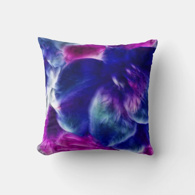 Dreamy Fractal Abstract Floral Throw Pillow (Front)