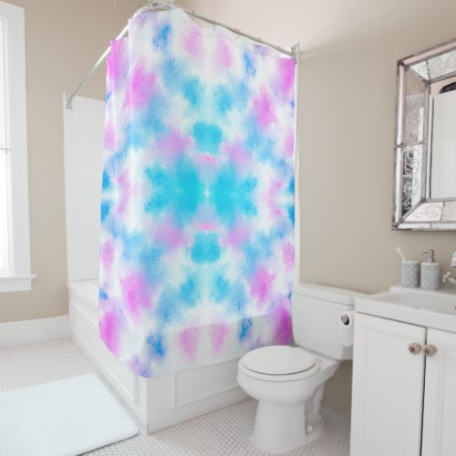 Dreamy Frothy Bubbles Vintage BluePinkWhite Shower Curtain