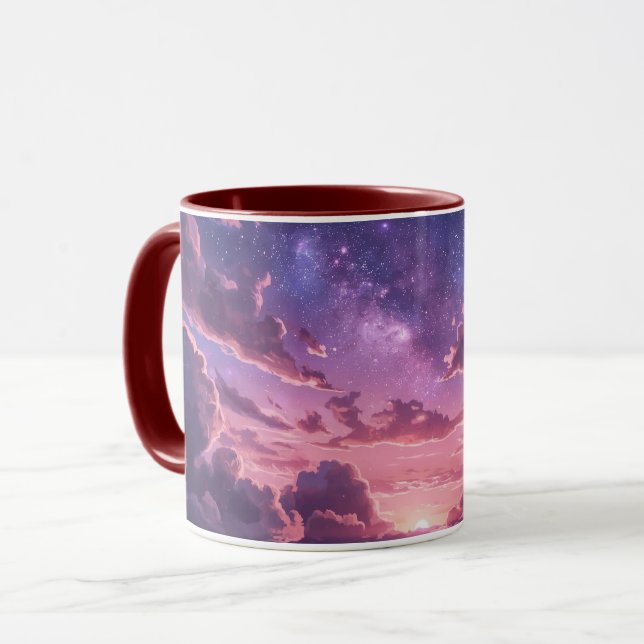Dreamy Galaxy Sky Mug | Pink Purple Cloudscape Cer (Front Left)