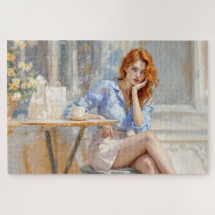 Dreamy gentle red haired woman in soft colors jigsaw puzzle