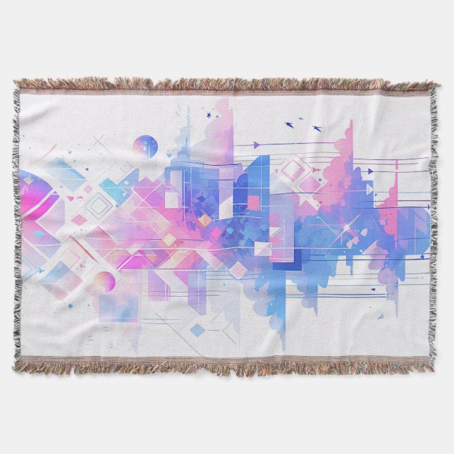Dreamy Geometric Skyscape Throw Blanket (Front)
