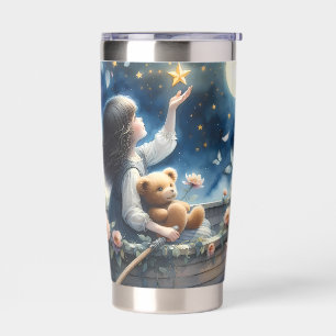 Dreamy Girl Rowing Boat Moonlit Fantasy Scene Insulated Tumbler