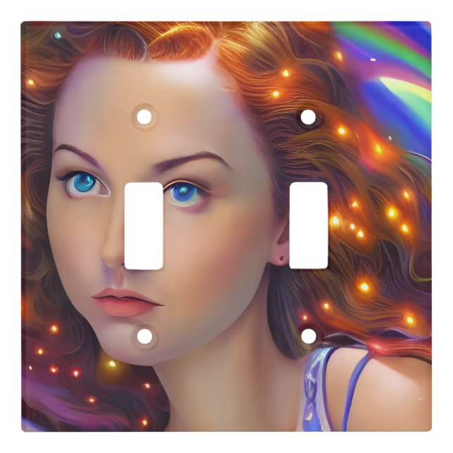 Dreamy Girl with Rainbow Lights  Light Switch Cover (Front)