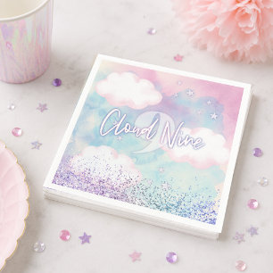 Dreamy Girly On Cloud Nine 9th Birthday Napkins
