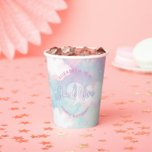 Dreamy Girly On Cloud Nine 9th Birthday Paper Cups