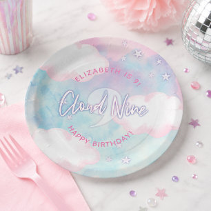 Dreamy Girly On Cloud Nine 9th Birthday  Paper Plates