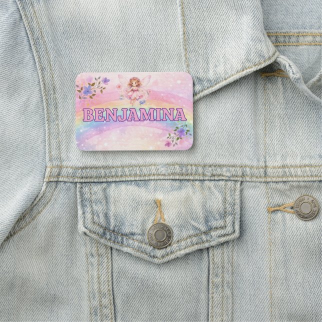 Dreamy Glitter Rainbow Pink Cloud Sparkle  Name Tag (In Situ)