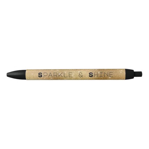 Dreamy Glitzy Glam Gold Sparkle Black Ink Pen