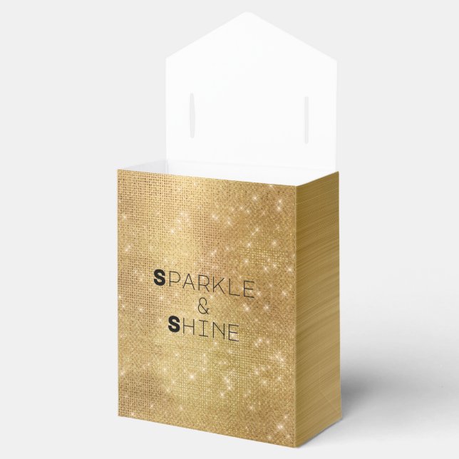 Dreamy Glitzy Glam Gold Sparkle Favor Boxes (Opened)