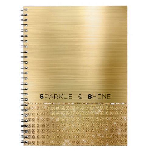 Dreamy Glitzy Glam Gold Sparkle Notebook