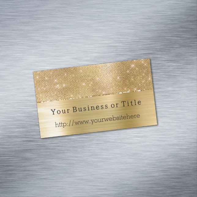 Dreamy Glitzy Gold Sparkle Business Card Magnet (In Situ)
