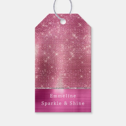 Dreamy Glitzy Pink Silver Sparkle Gift Tags