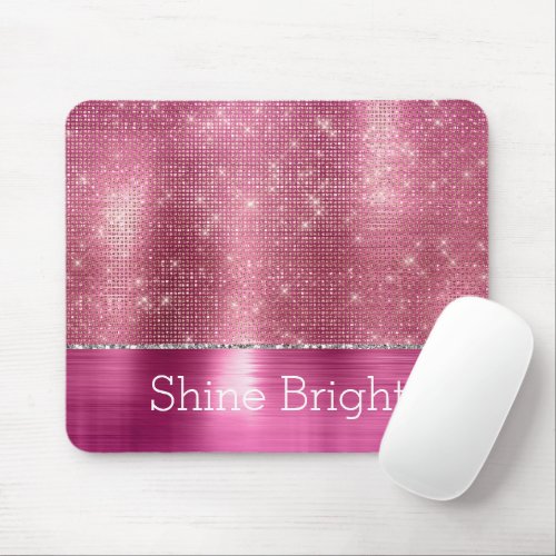 Dreamy Glitzy Pink Silver Sparkle  Mouse Pad