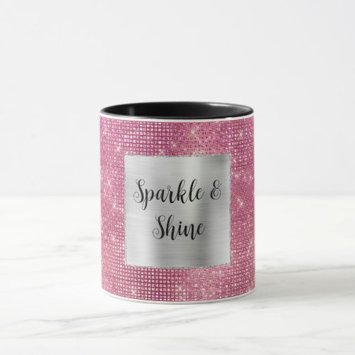 Dreamy Glitzy Pink Silver Sparkle  Mug