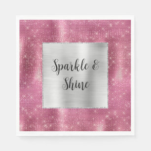 Dreamy Glitzy Pink Silver Sparkle Napkins