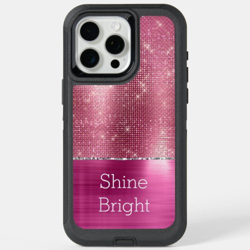 Dreamy Glitzy Pink Silver Sparkle  iPhone 15 Pro Max Case