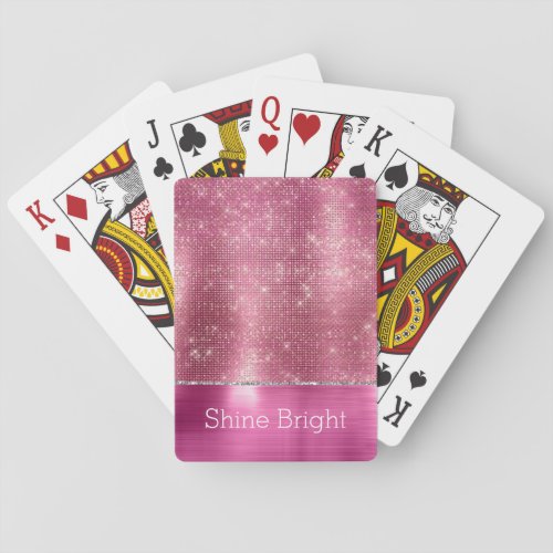 Dreamy Glitzy Pink Silver Sparkle  Playing Cards