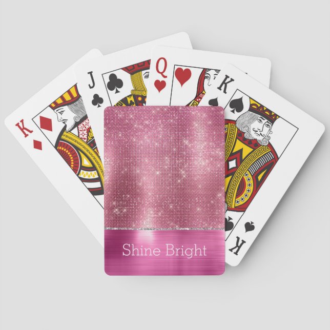 Dreamy Glitzy Pink Silver Sparkle  Poker Cards (Back)