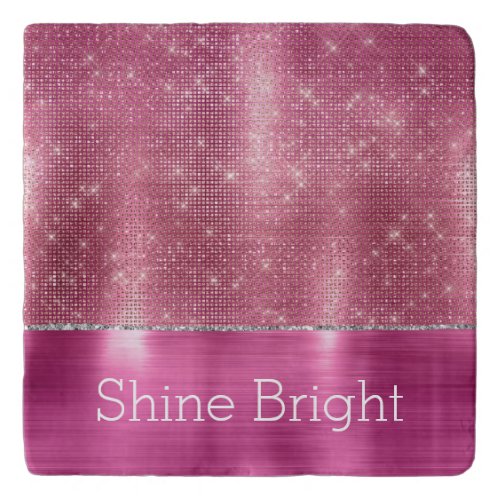 Dreamy Glitzy Pink Silver Sparkle  Trivet