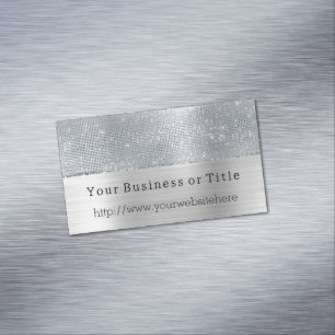 Dreamy Glitzy Silver Sparkle Business Card Magnet