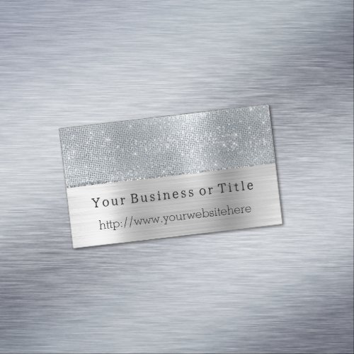 Dreamy Glitzy Silver Sparkle Business Card Magnet