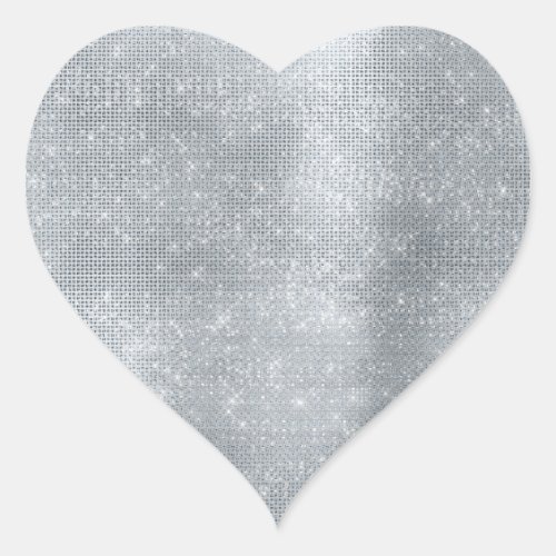 Dreamy Glitzy Silver Sparkle  Heart Sticker
