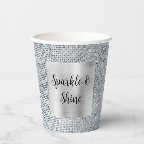 Dreamy Glitzy Silver Sparkle  Paper Cups