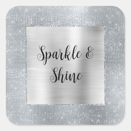 Dreamy Glitzy Silver Sparkle  Square Sticker
