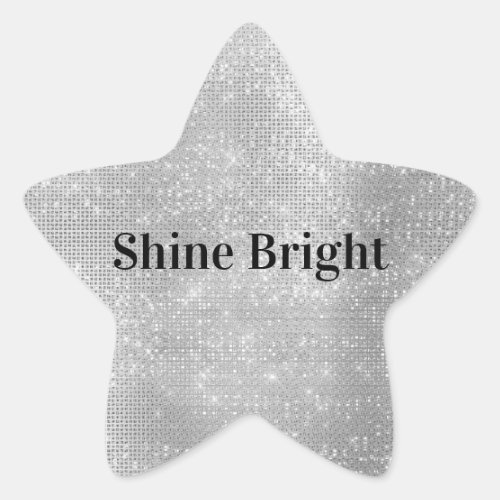 Dreamy Glitzy Silver Sparkle Star Sticker