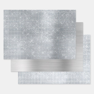 Dreamy Glitzy Silver Sparkle Wrapping Paper Sheets