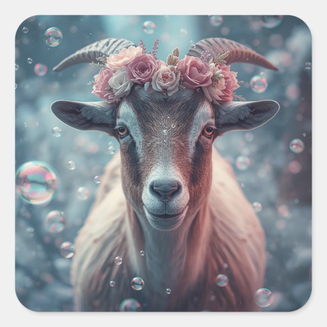 Dreamy Goat Art Square Sticker (Front)