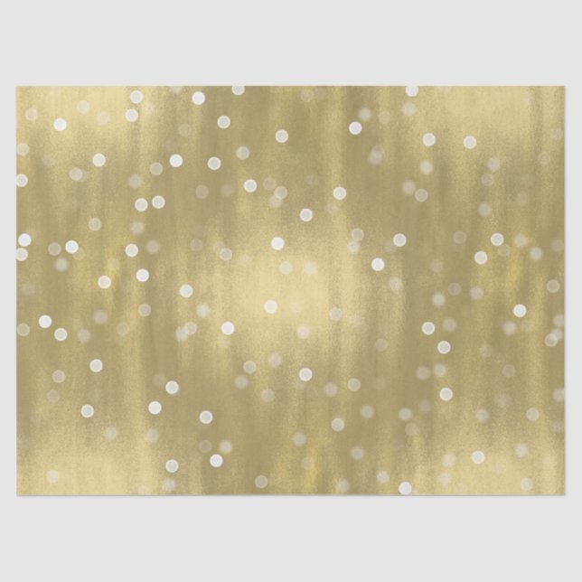 Dreamy Gold and White Confetti Bokeh Wedding Tissue Paper (Front)