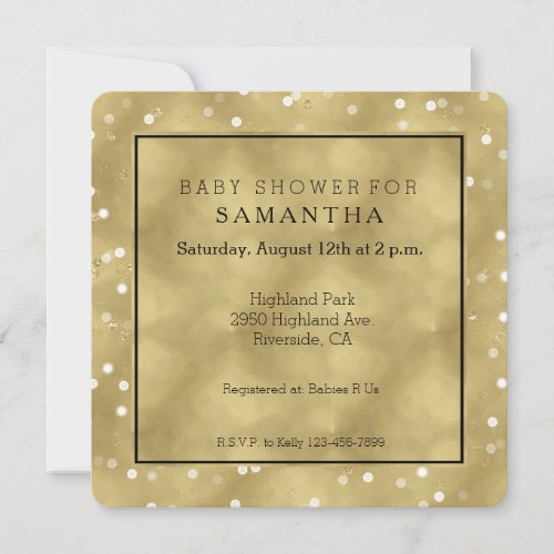 Dreamy Gold Bokeh Confetti Baby Shower Invitation