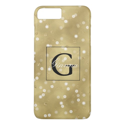 Dreamy Gold Bokeh Confetti Monogram iPhone 8 Plus7 Plus Case