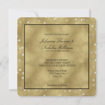 Dreamy Gold Bokeh Confetti Wedding Invitation by peacefuldreams at Zazzle