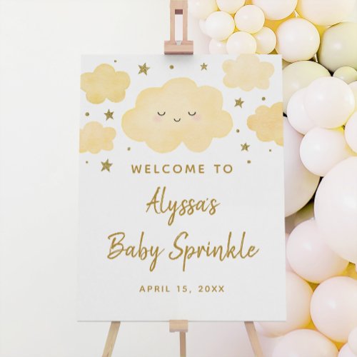 Dreamy Gold Cloud Stars Baby Sprinkle Welcome Foam Board