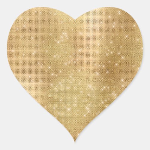 Dreamy Gold Glitzy Sparkle  Heart Sticker